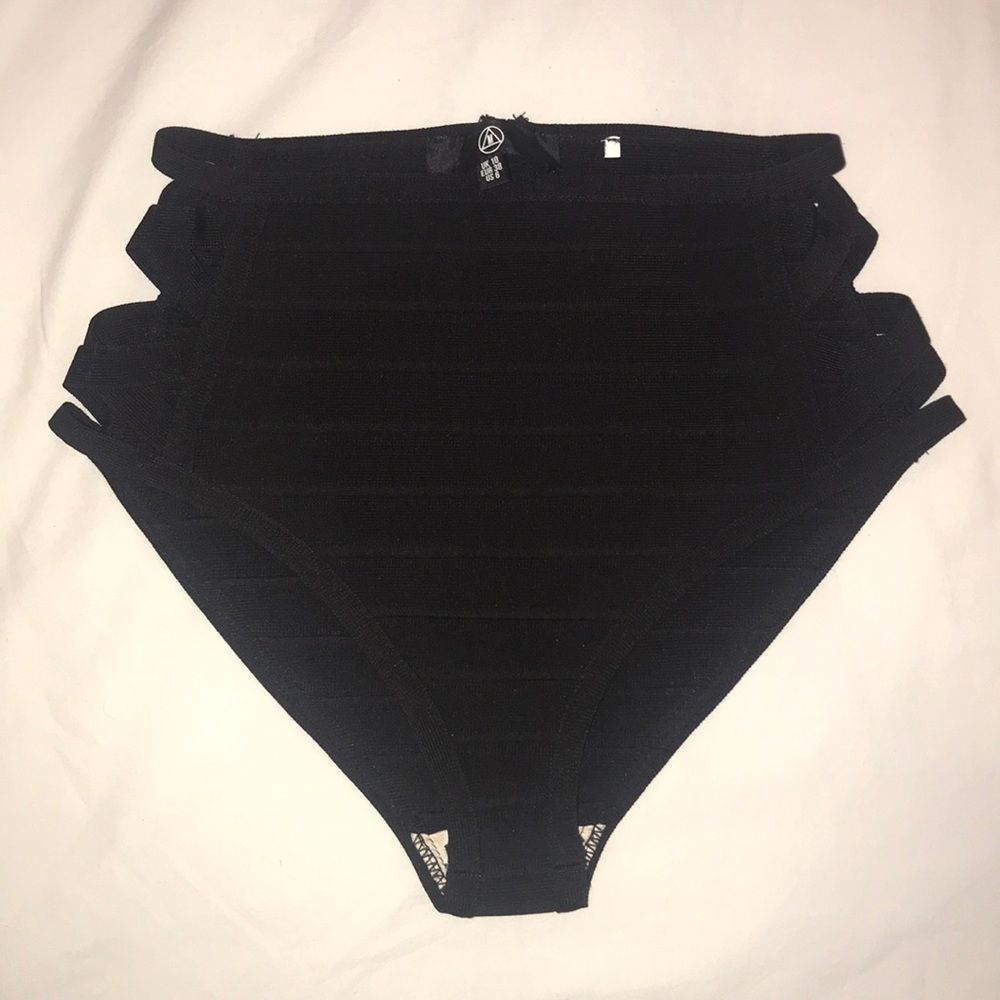 Black high rise swimsuit bottoms